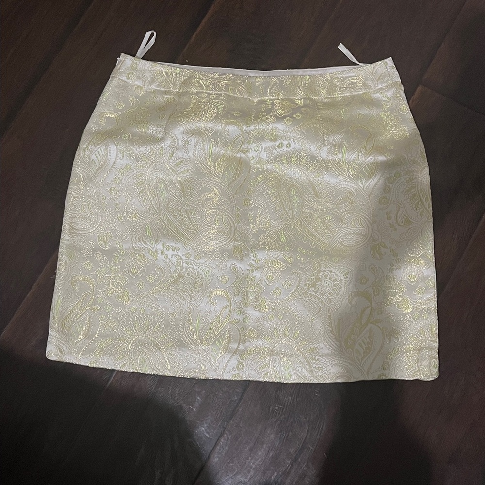 NWT Banana Republic Champagne Silk Floral Paisley Brocade Skirt